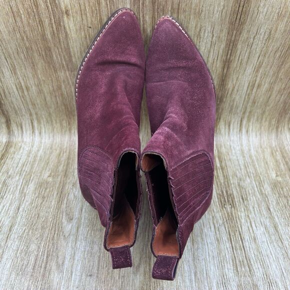 Coach Bowery Chelsea Boots‎ Women's Size 6B Red Suede Ankle Boots Shoes G1288 - Picture 6 of 10